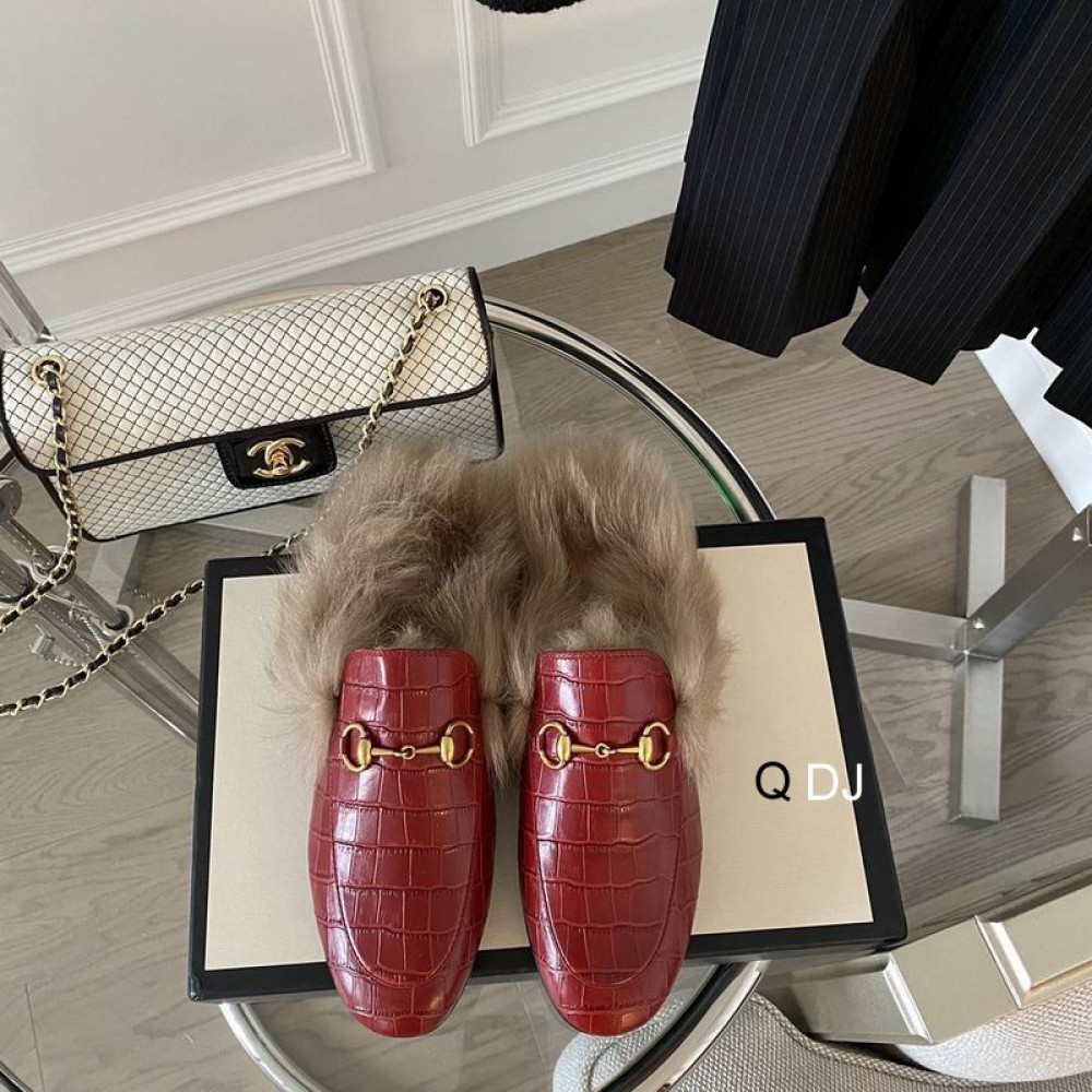 Gucci half slippers croc effect fur 36-42 Shoes