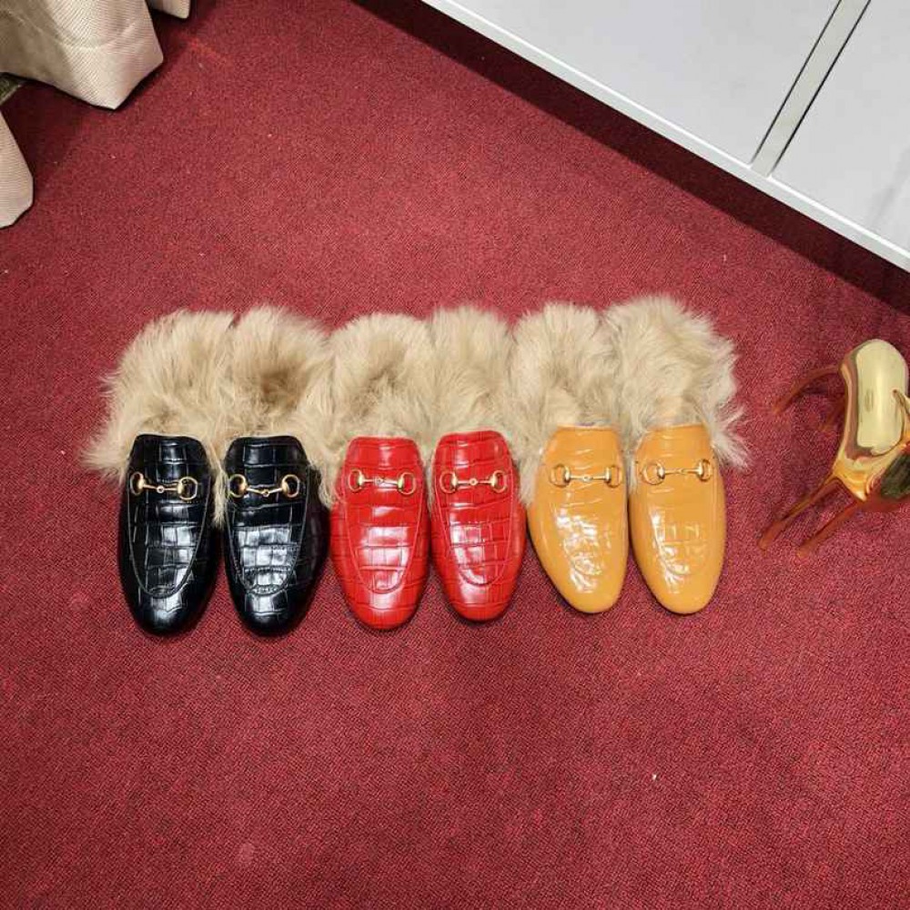 Gucci half slippers fur croc effect 36-43 Shoes