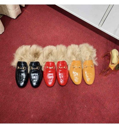 Gucci half slippers fur croc effect 36-43