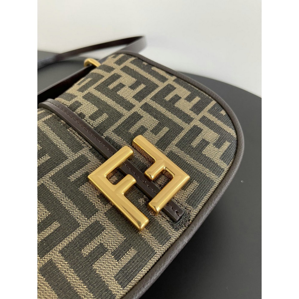 Fendi C'mon Brown FF jacquard fabric bag 21x15cm Bags