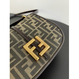 Fendi C'mon Brown FF jacquard fabric bag 21x15cm Bags