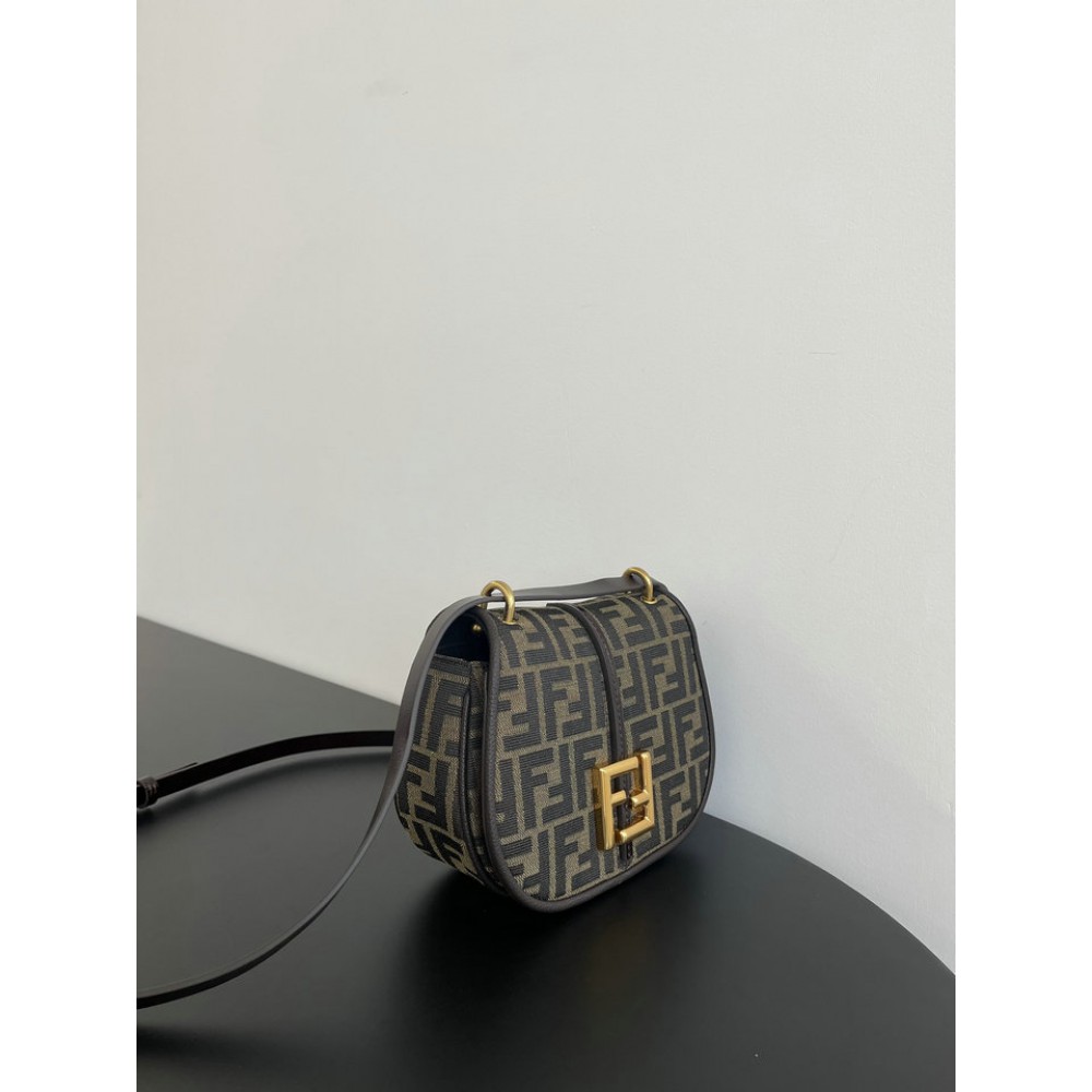 Fendi C'mon Brown FF jacquard fabric bag 21x15cm Bags