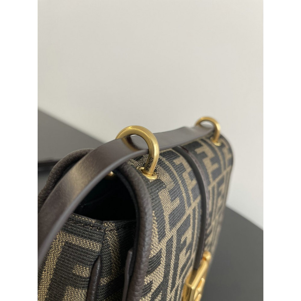 Fendi C'mon Brown FF jacquard fabric bag 21x15cm Bags