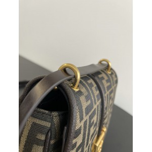 Fendi C'mon Brown FF jacquard fabric bag 21x15cm Bags