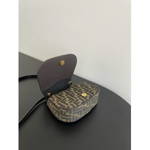 Fendi C'mon Brown FF jacquard fabric bag 21x15cm Bags