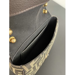 Fendi C'mon Brown FF jacquard fabric bag 21x15cm Bags