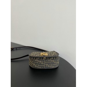 Fendi C'mon Brown FF jacquard fabric bag 21x15cm Bags