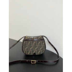 Fendi C'mon Brown FF jacquard fabric bag 21x15cm Bags