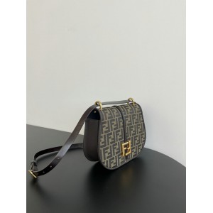 Fendi C'mon Brown FF jacquard fabric bag 25x7x20 cm medium Bags
