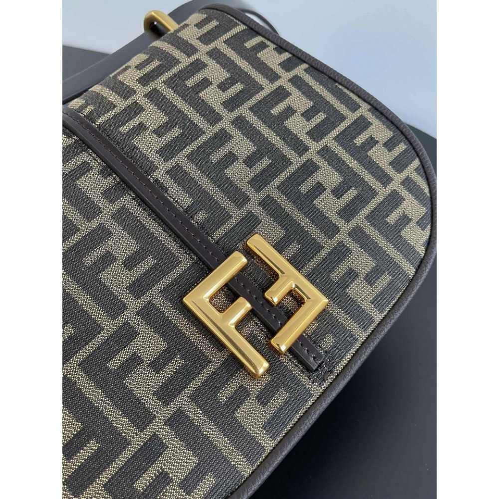Fendi C'mon Brown FF jacquard fabric bag 25x7x20 cm medium Bags