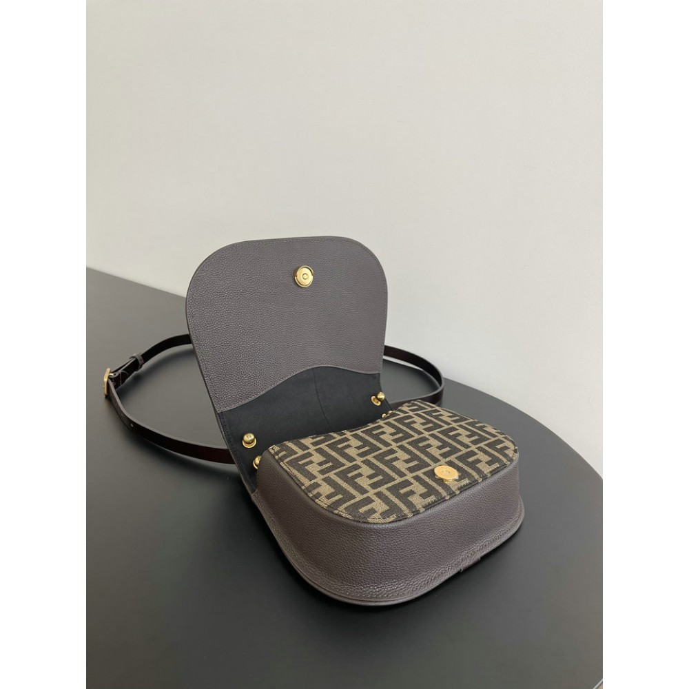 Fendi C'mon Brown FF jacquard fabric bag 25x7x20 cm medium Bags