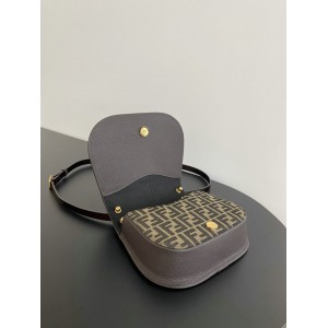 Fendi C'mon Brown FF jacquard fabric bag 25x7x20 cm medium Bags