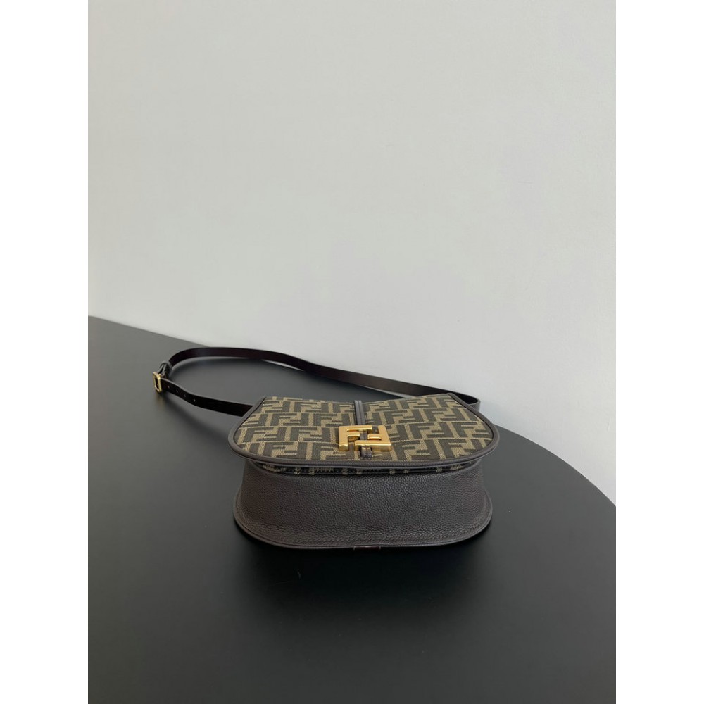 Fendi C'mon Brown FF jacquard fabric bag 25x7x20 cm medium Bags