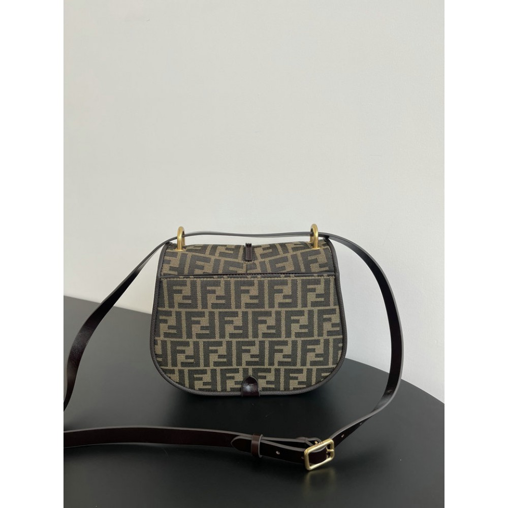 Fendi C'mon Brown FF jacquard fabric bag 25x7x20 cm medium Bags