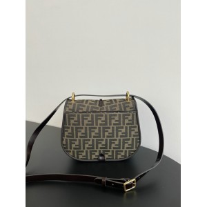 Fendi C'mon Brown FF jacquard fabric bag 25x7x20 cm medium Bags
