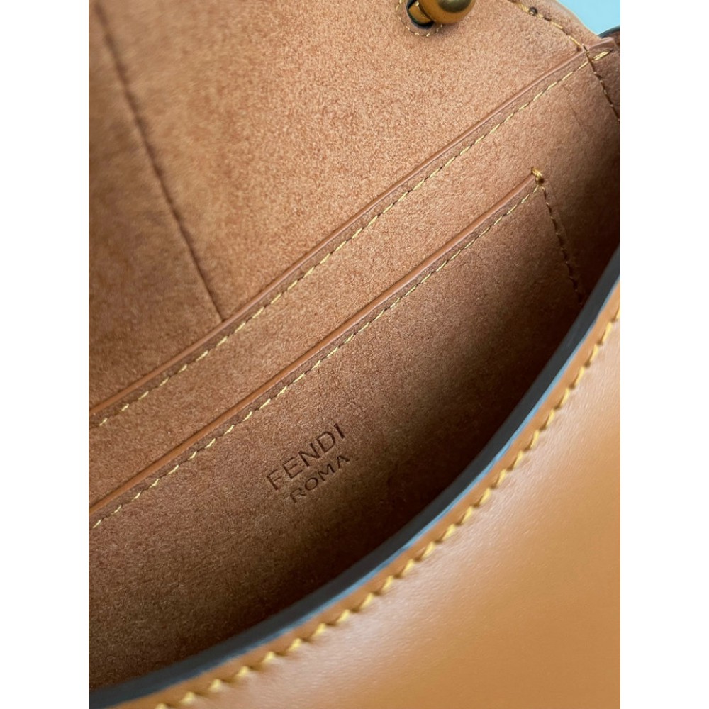 Fendi C'mon Brown FF jacquard fabric bag 21x15cm Bags