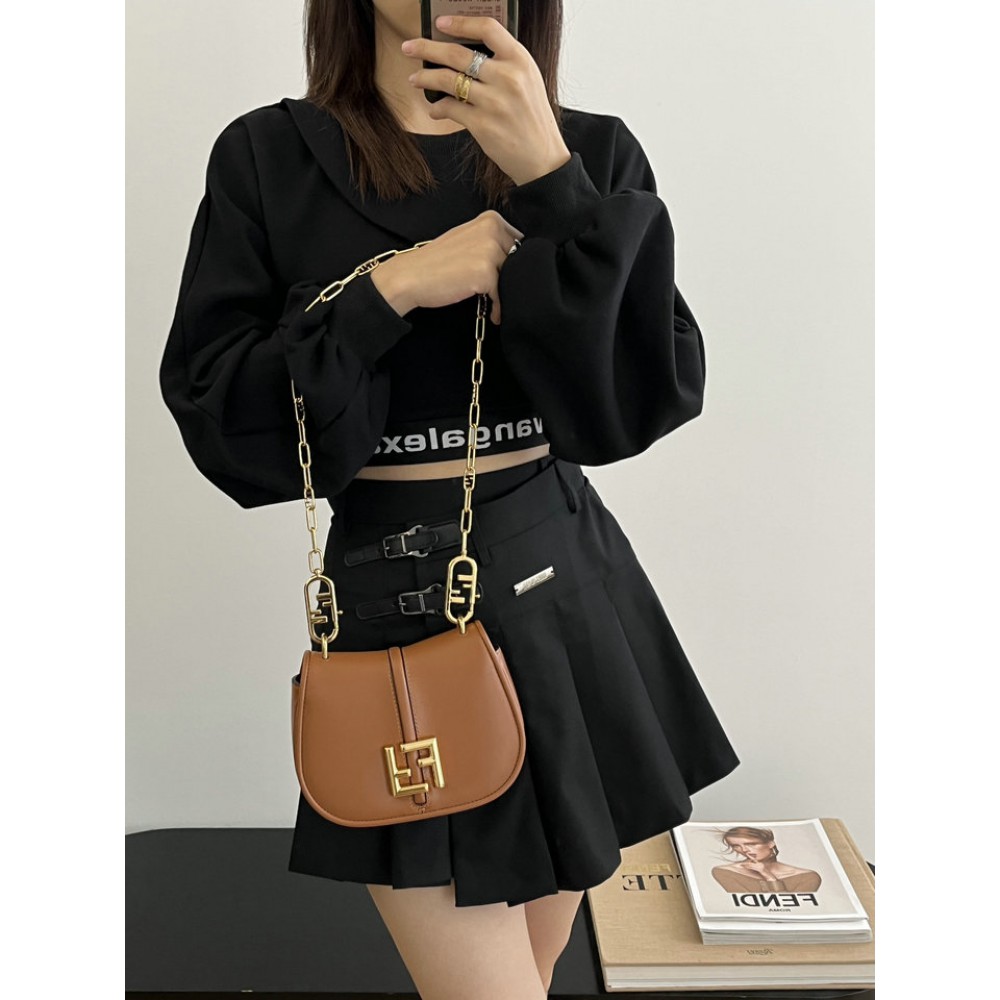 Fendi C'mon Brown FF jacquard fabric bag 21x15cm Bags