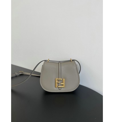 Fendi C'mon Brown FF jacquard fabric bag 21x15cm