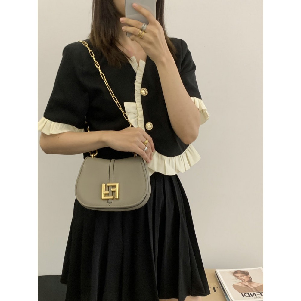 Fendi C'mon Brown FF jacquard fabric bag 21x15cm Bags