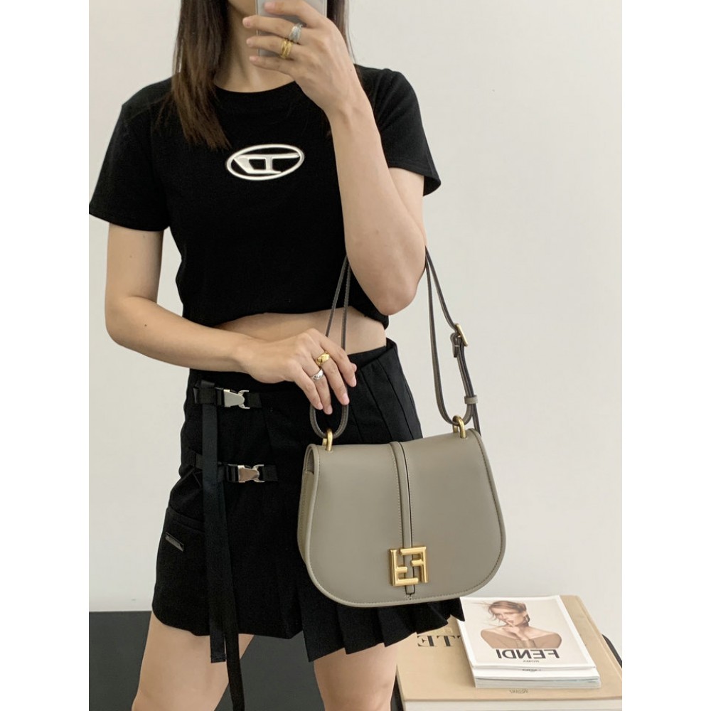 Fendi C'mon Brown FF jacquard fabric bag 25x7x20 cm medium Bags