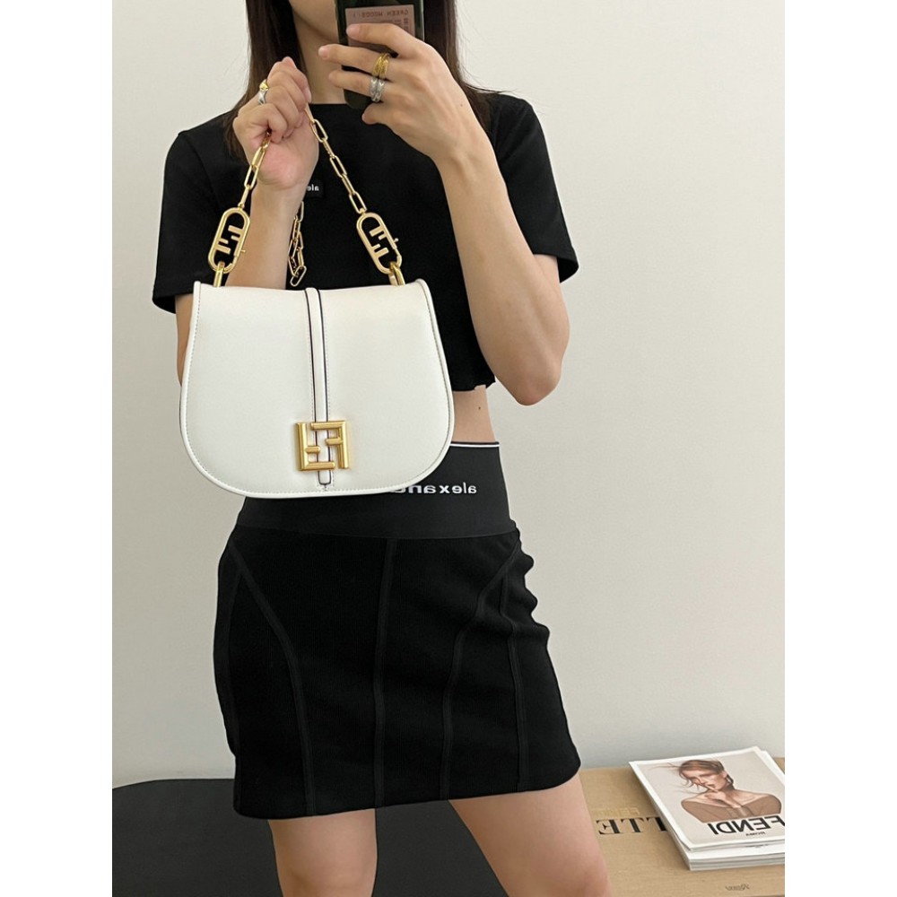 Fendi C'mon Brown FF jacquard fabric bag 25x7x20 cm medium Bags