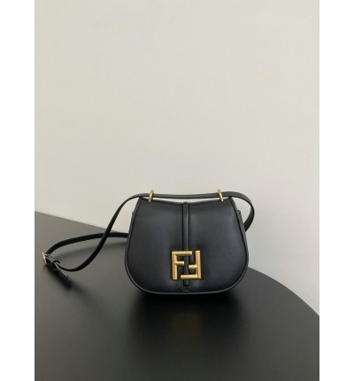 Fendi C'mon Brown FF jacquard fabric bag 21x15cm
