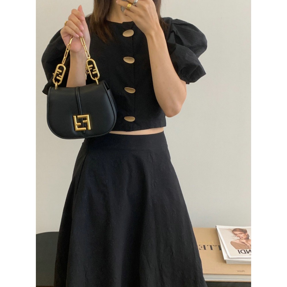 Fendi C'mon Brown FF jacquard fabric bag 21x15cm Bags