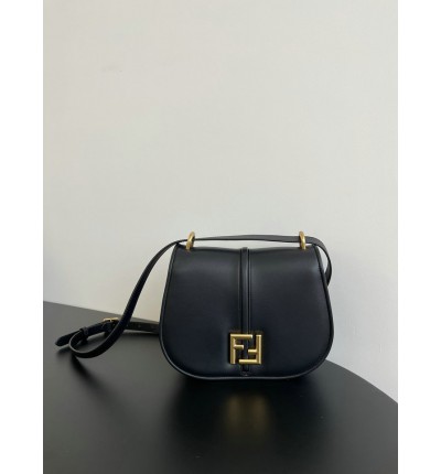 Fendi C'mon Brown FF jacquard fabric bag 25x7x20 cm medium