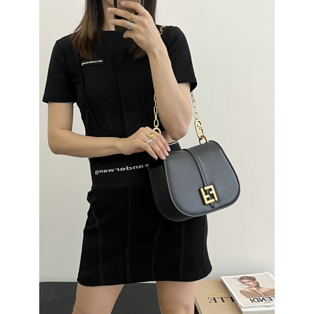 Fendi C'mon Brown FF jacquard fabric bag 25x7x20 cm medium Bags