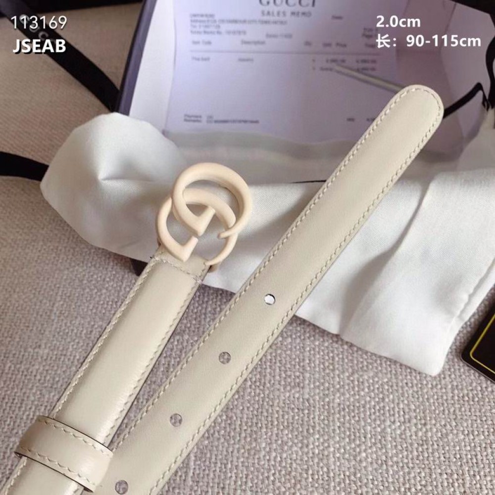Gucci belt 2cm total white 95-125cm Accesories