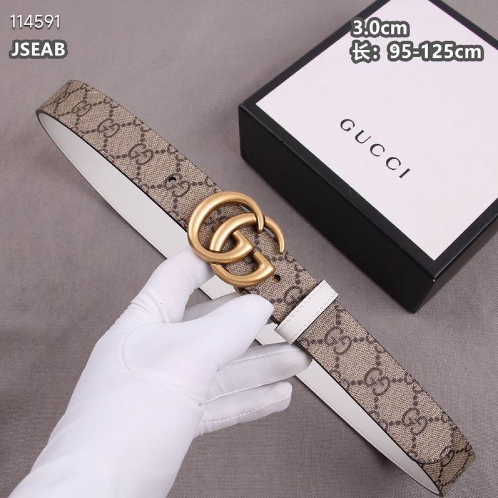 Gucci belt 3cm white-canvas double face 95-125cm Accesories