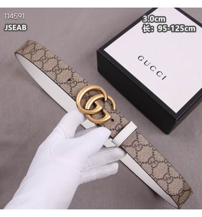 Gucci belt 3cm white-canvas double face 95-125cm