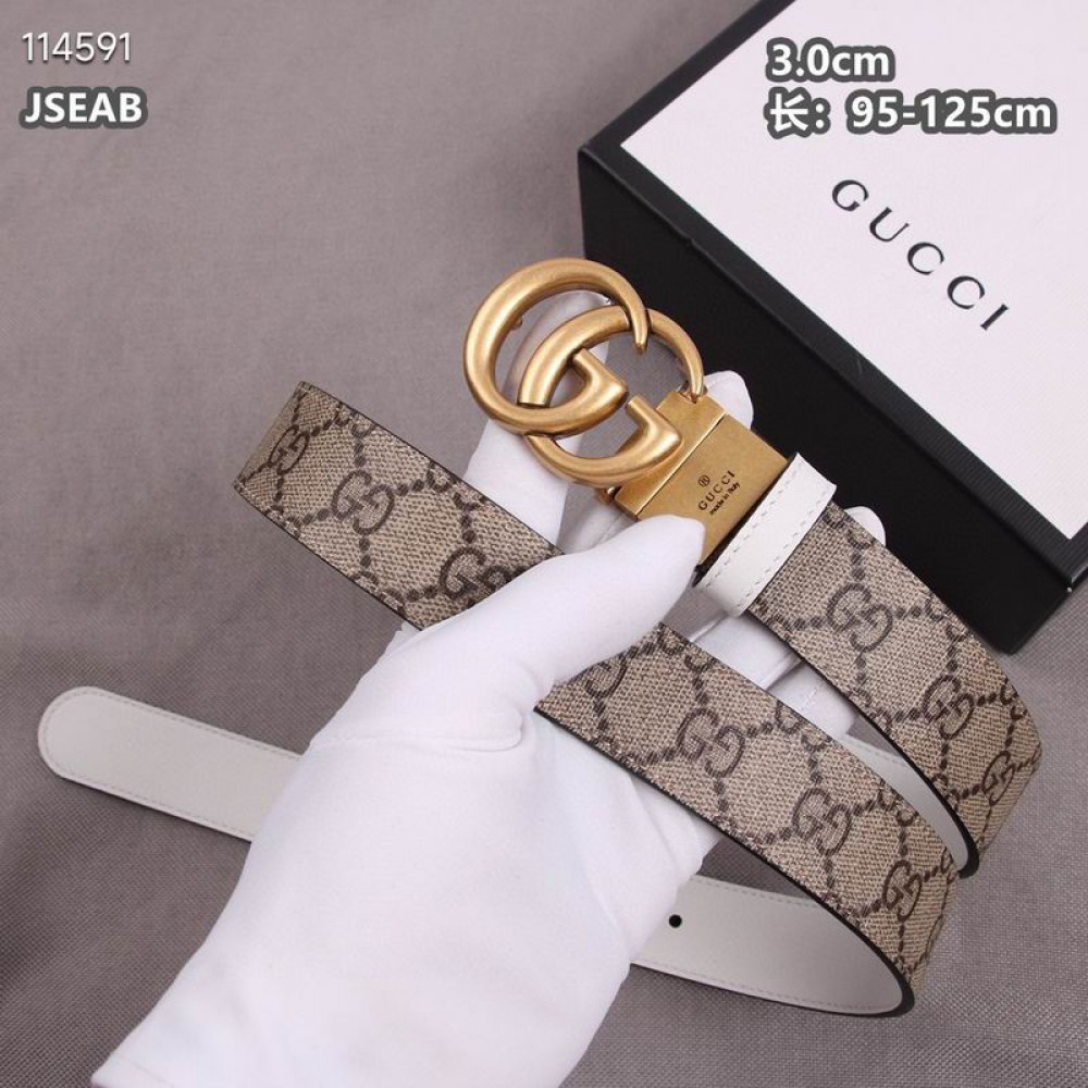 Gucci belt 3cm white-canvas double face 95-125cm Accesories