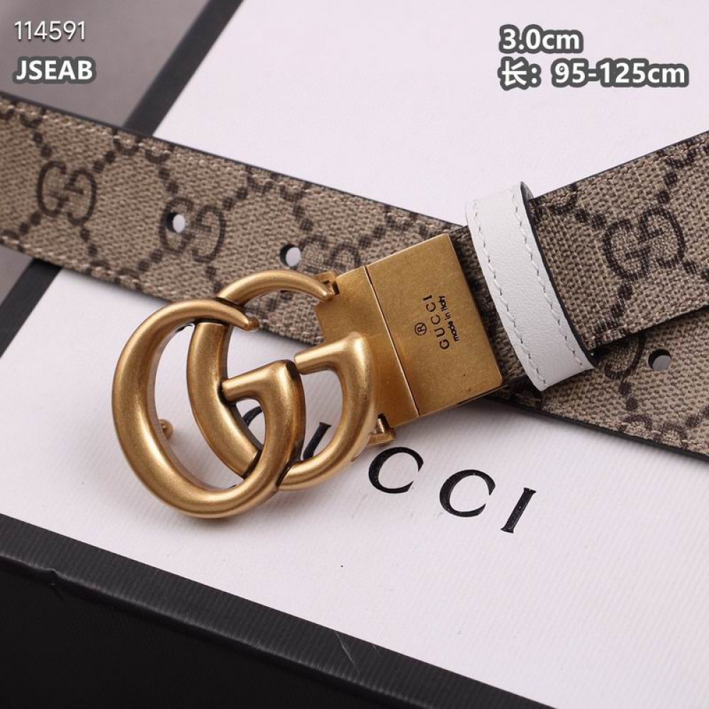 Gucci belt 3cm white-canvas double face 95-125cm Accesories