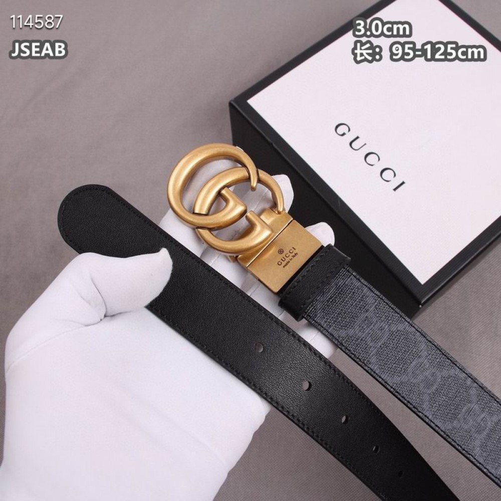 Gucci belt 3cm black-canvas black double face 95-125cm Accesories