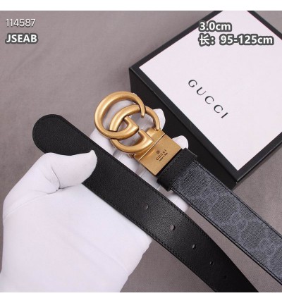 Gucci belt 3cm black-canvas black double face 95-125cm