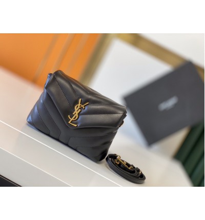 Ysl loulou toy bag 20cm black gold tone