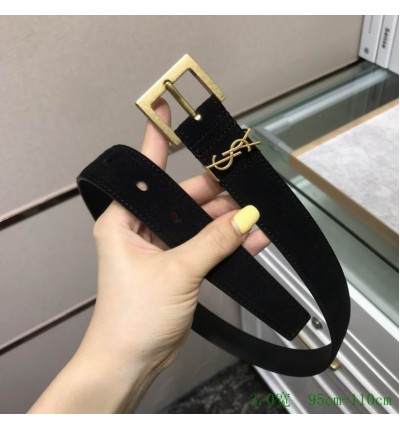 Ysl belt 3cm suede leather gold tone