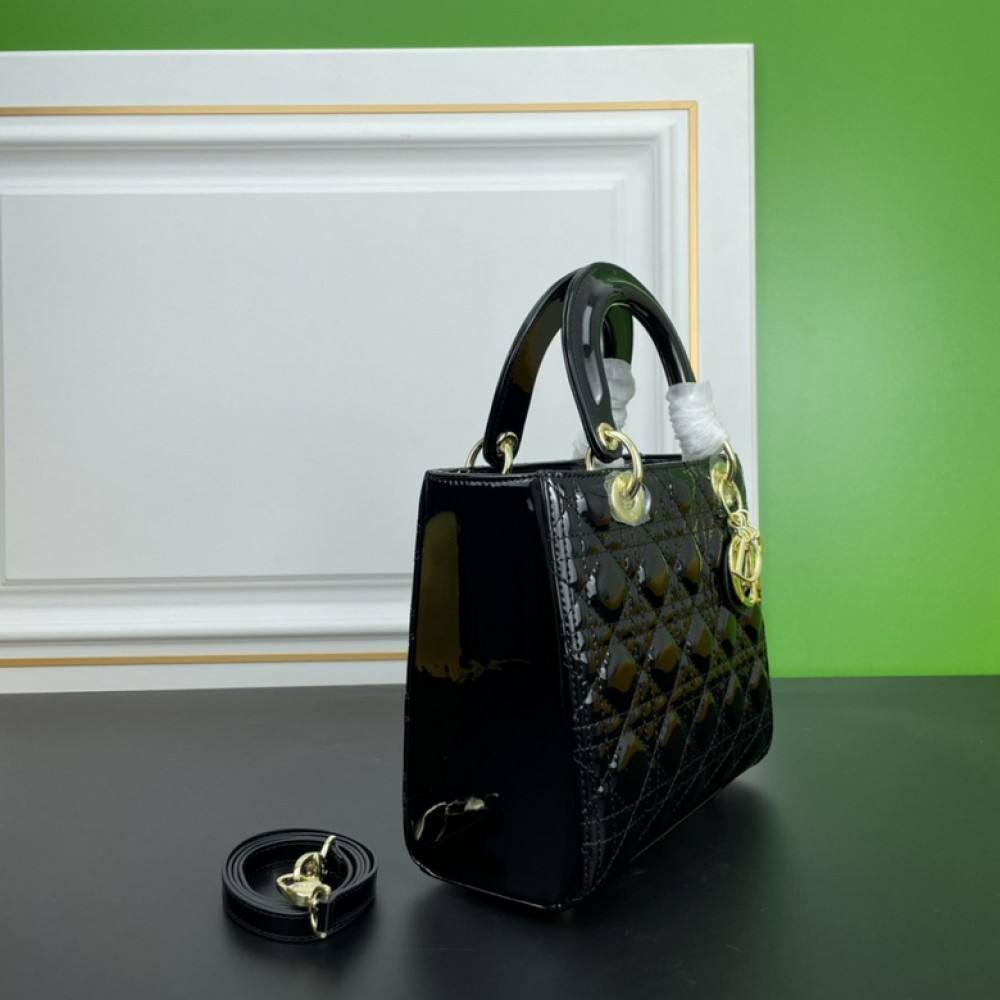 Dior lady black patent cannage calfskin 24cm Bags