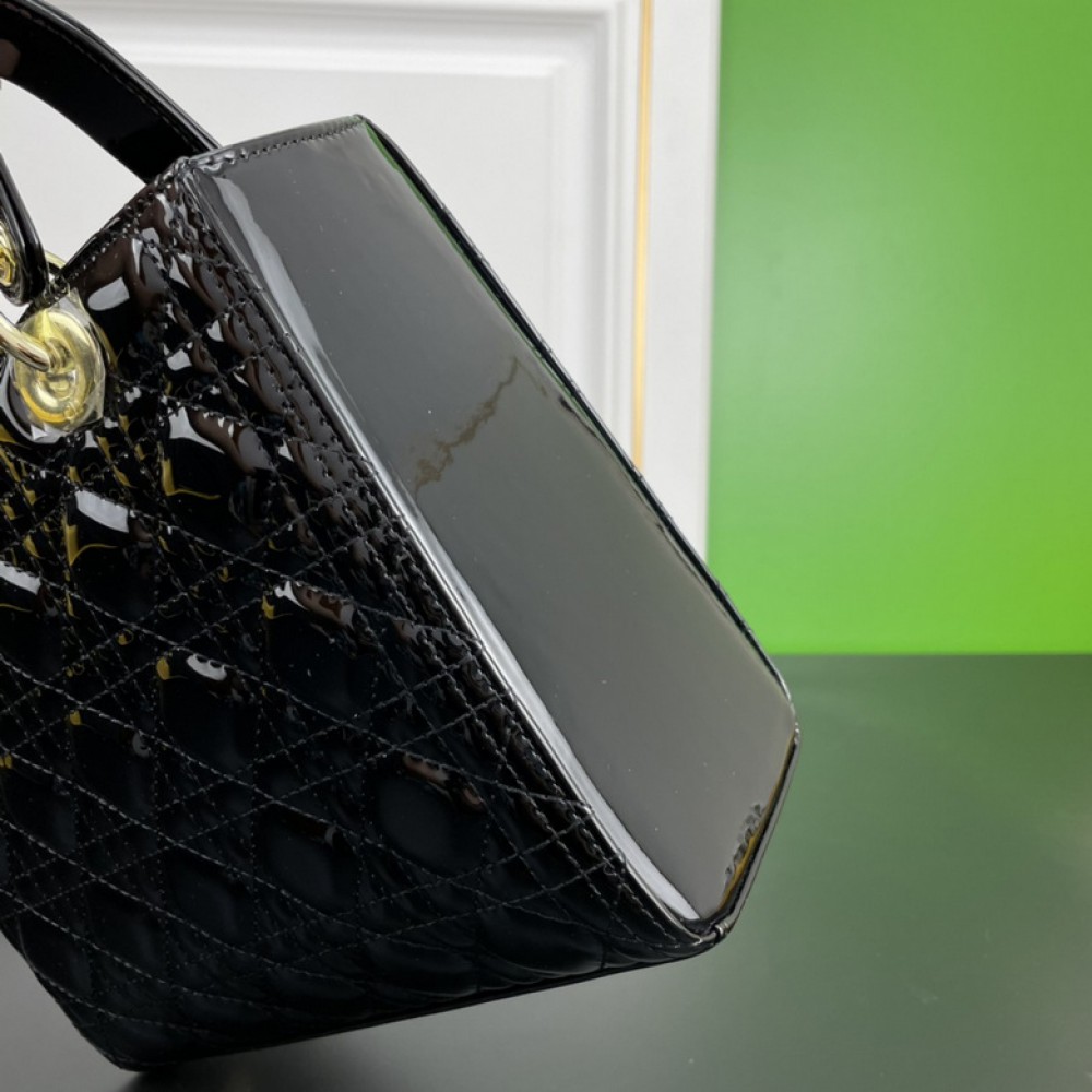 Dior lady black patent cannage calfskin 24cm Bags