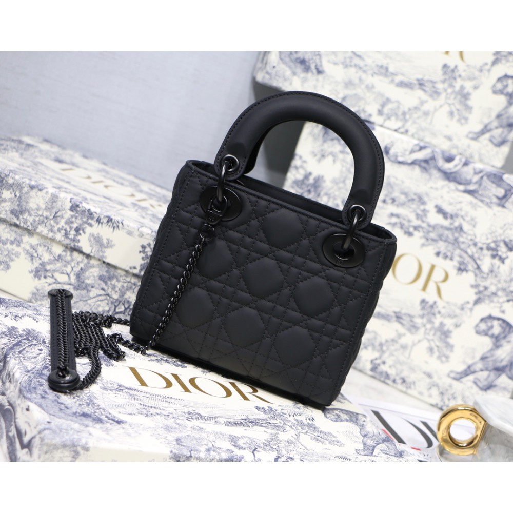 Dior lady black Ultra-matte 17CM Bags