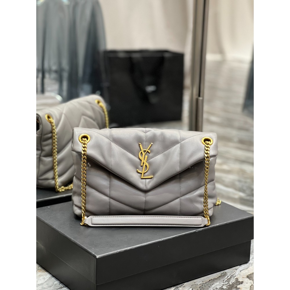 Ysl loulou puffer 35cm/29cm grey gold Bags