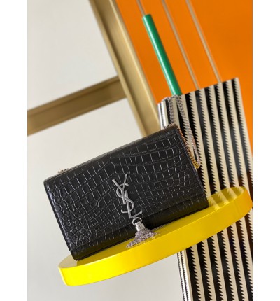 Ysl kate 24cm croc effect silver
