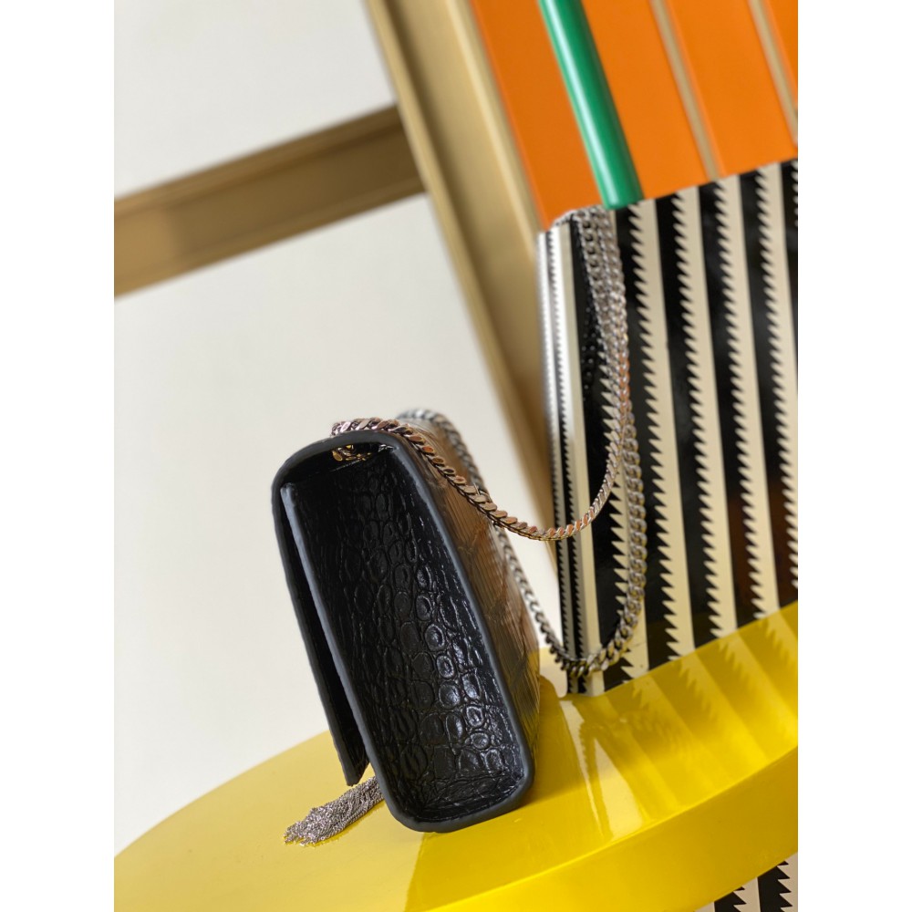 Ysl kate 24cm croc effect silver Bags