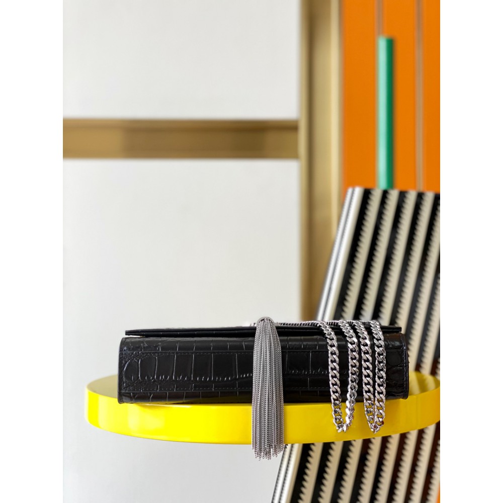 Ysl kate 24cm croc effect silver Bags