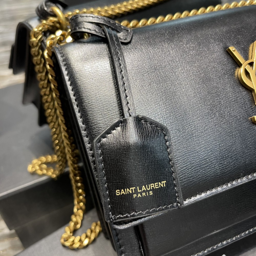 Ysl sunset LARGE SIZE 25.5X17X8CM black gold tone Bags