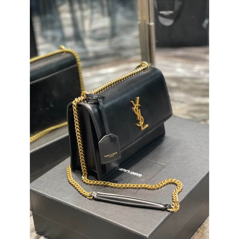 Ysl sunset LARGE SIZE 25.5X17X8CM black gold tone Bags