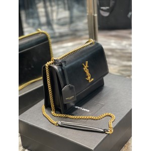 Ysl sunset LARGE SIZE 25.5X17X8CM black gold tone Bags