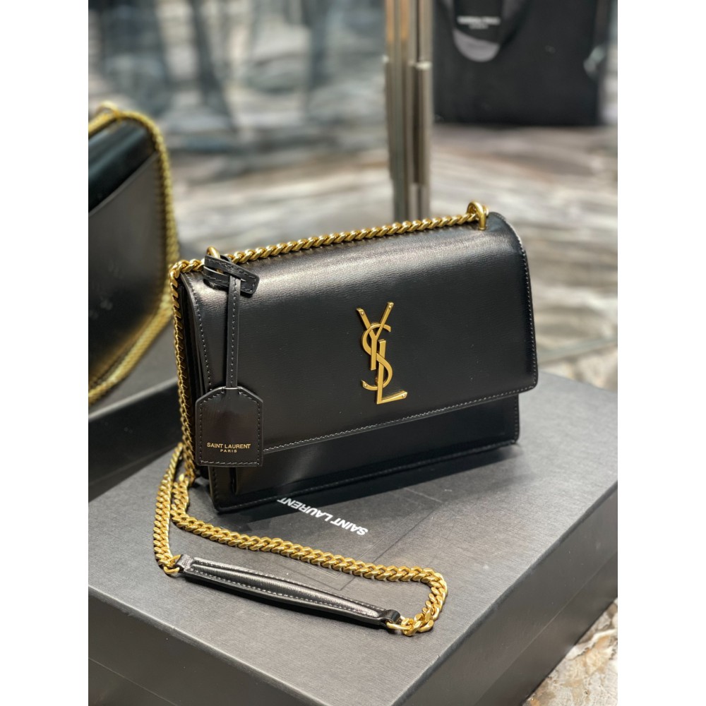 Ysl sunset LARGE SIZE 25.5X17X8CM black gold tone Bags