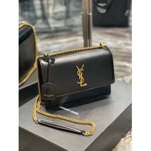 Ysl sunset LARGE SIZE 25.5X17X8CM black gold tone Bags